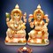 Laxmi and Ganesha Idol Pair Culture Marble Statue Laxmi Ganpati Figurine God of Luck and Success Idol Showpiece for Home Decoration and Car Dashboard Diwali Decoration